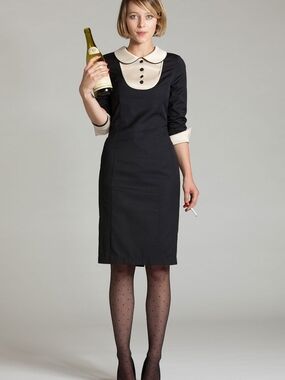 L'ecole Des Femmes Black Dress with Cream Collar